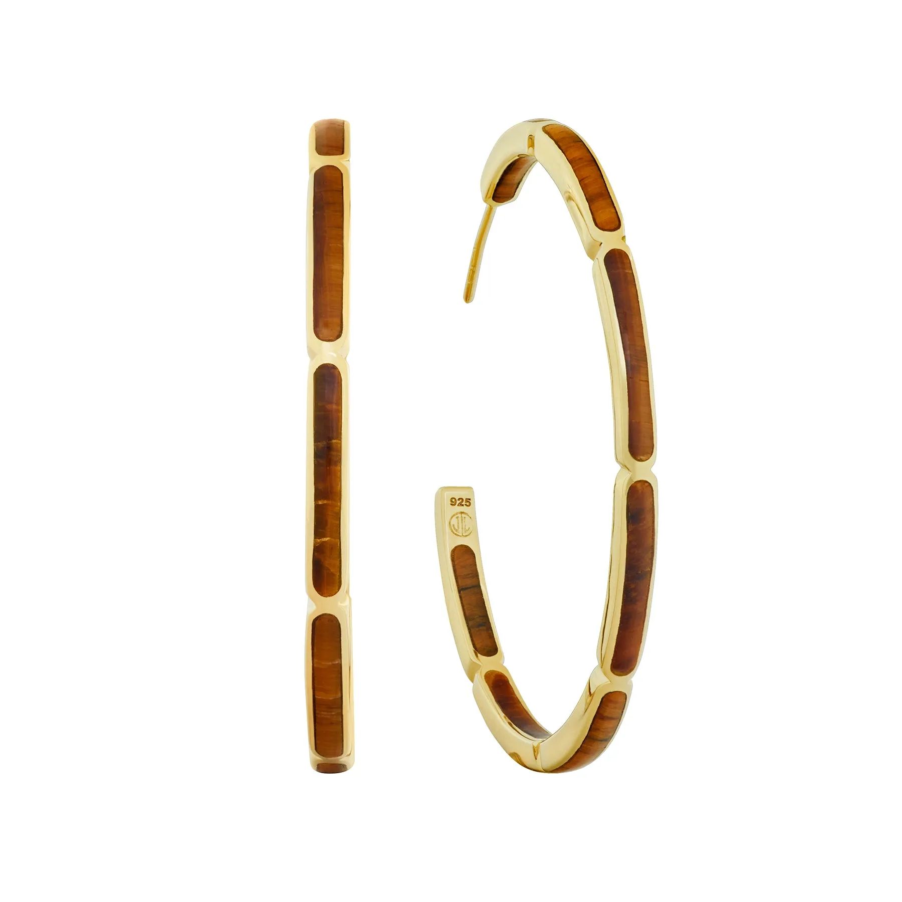 Dash Gemstone Dual Inlay Gold Vermeil Sterling Hoop Earrings