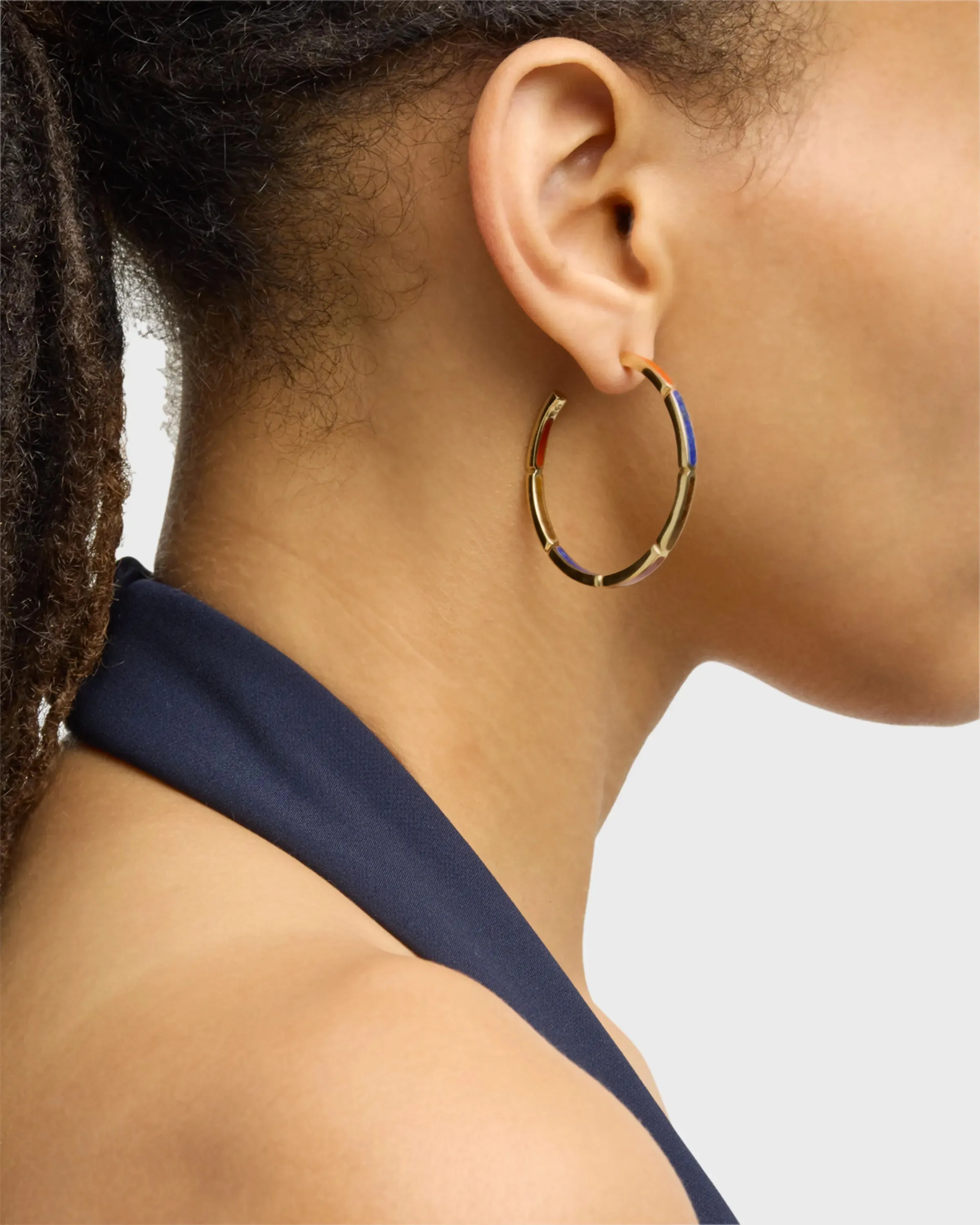 Dash Gemstone Dual Inlay Gold Vermeil Sterling Hoop Earrings