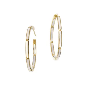 Dash Gemstone Dual Inlay Gold Vermeil Sterling Hoop Earrings