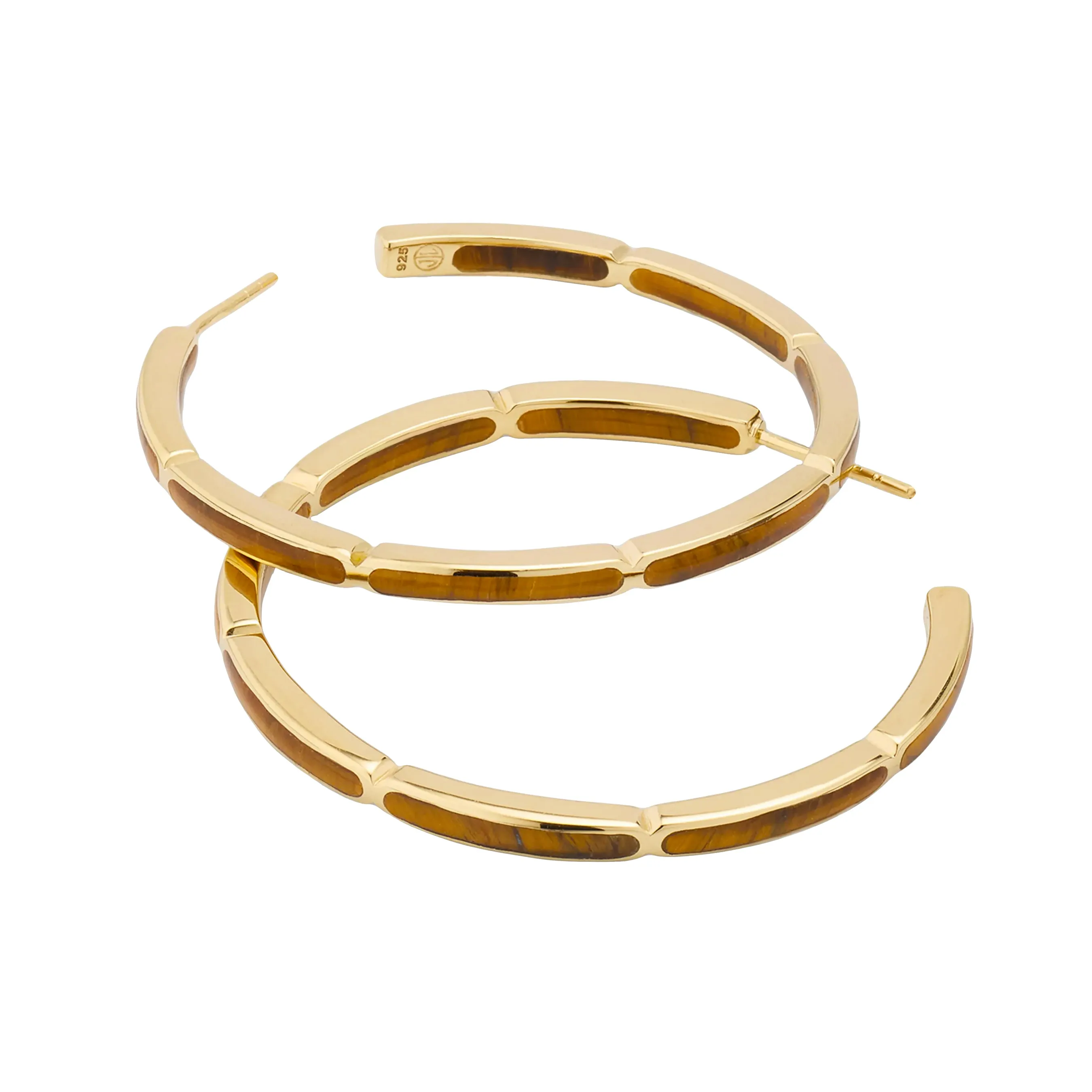 Dash Gemstone Dual Inlay Gold Vermeil Sterling Hoop Earrings
