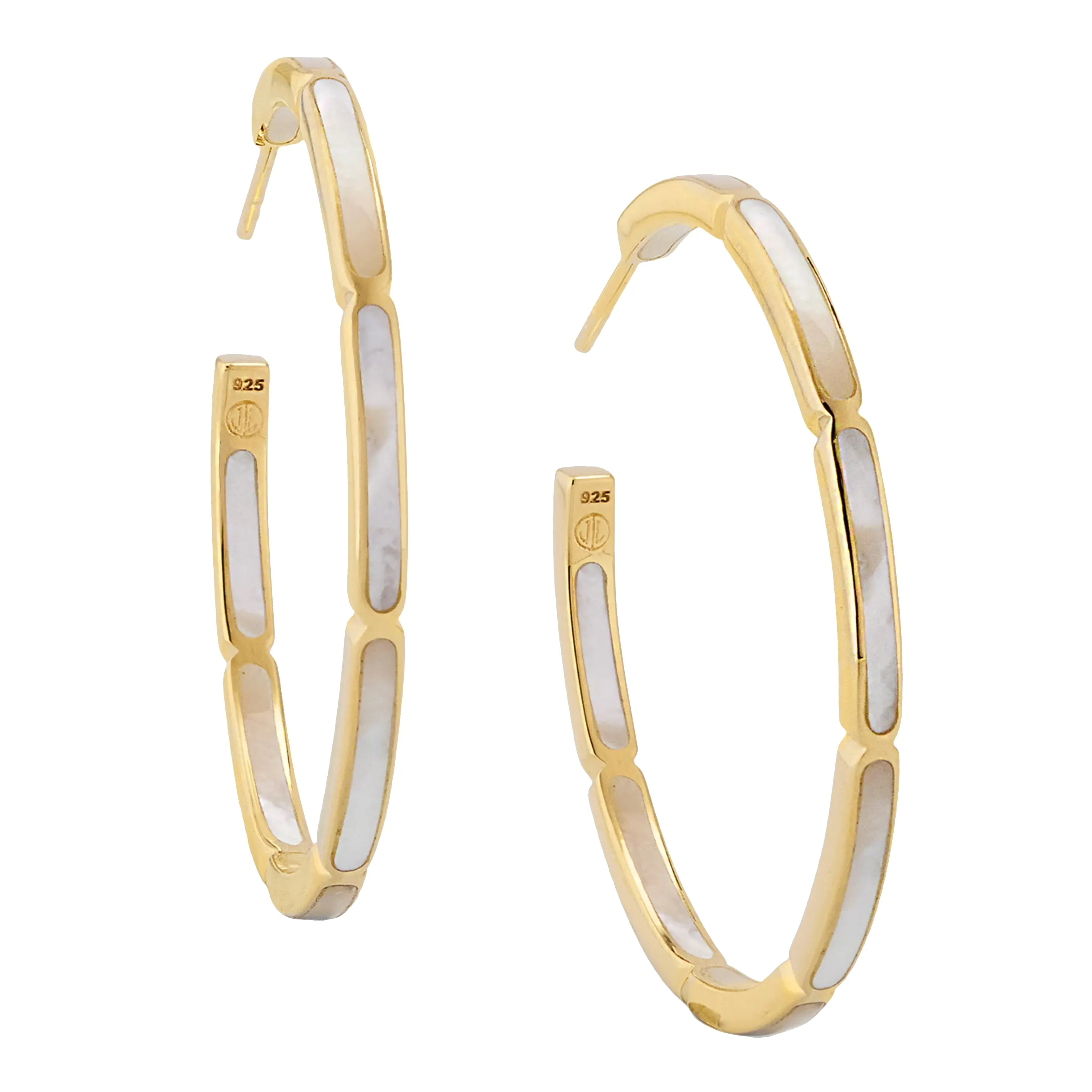 Dash Gemstone Dual Inlay Gold Vermeil Sterling Hoop Earrings