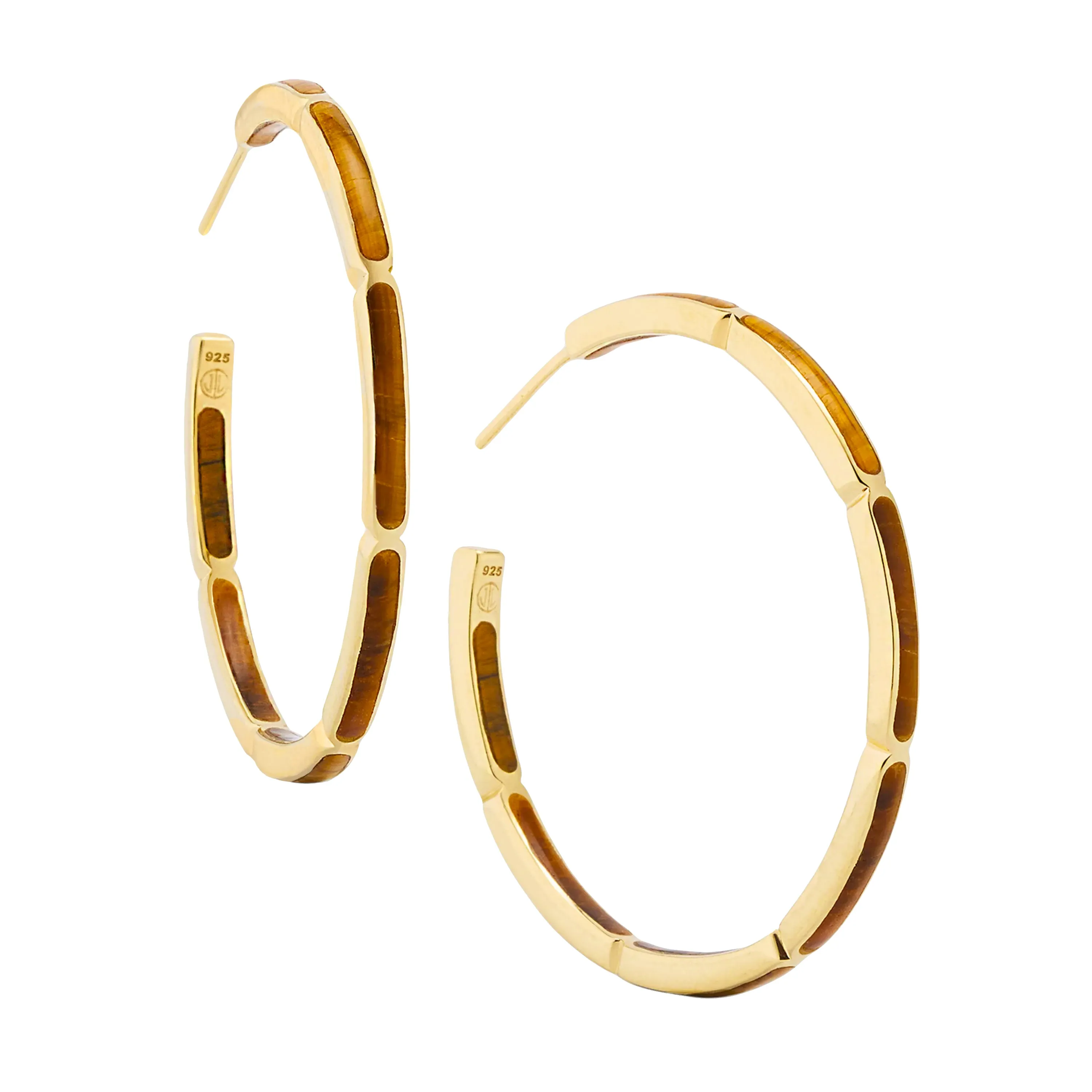 Dash Gemstone Dual Inlay Gold Vermeil Sterling Hoop Earrings
