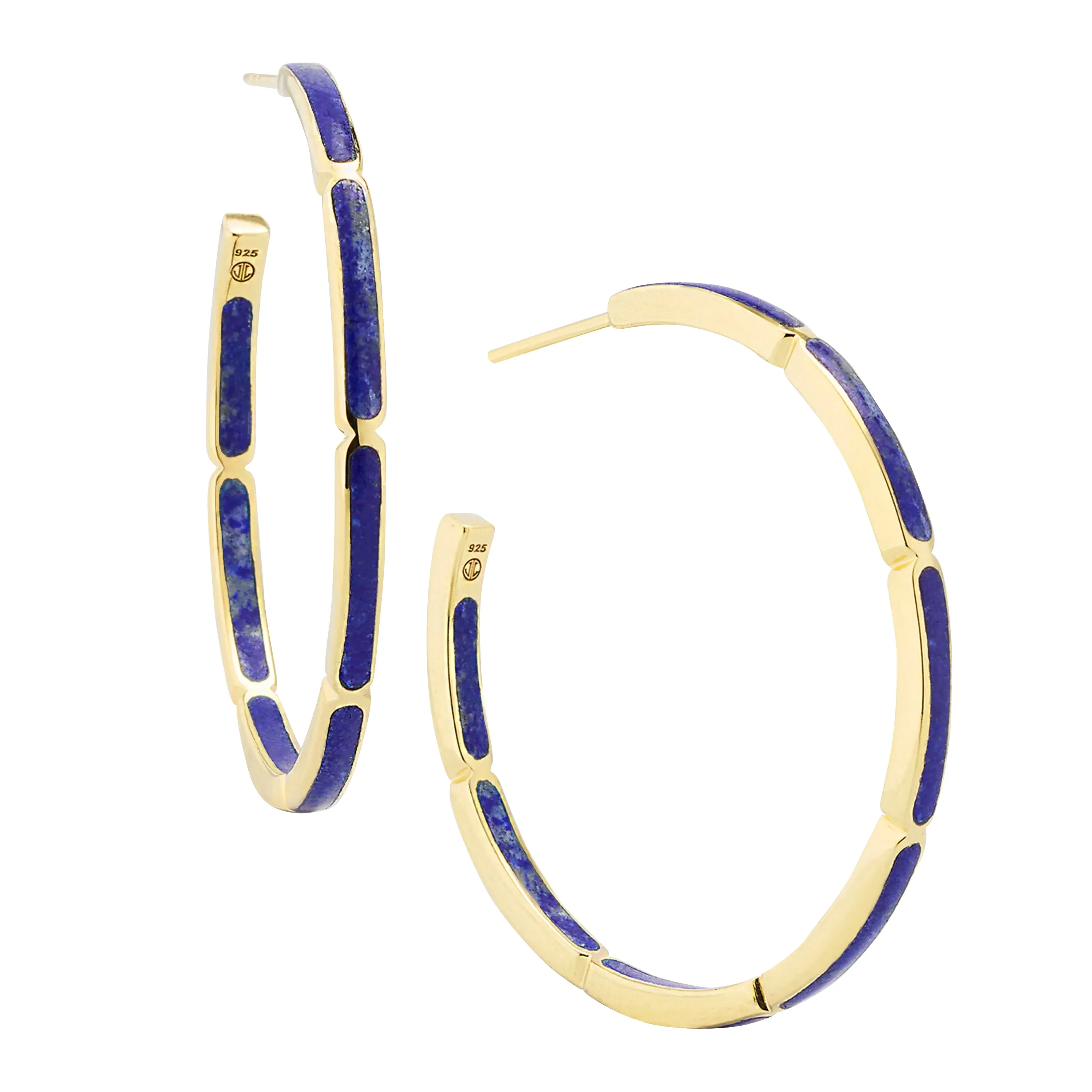 Dash Gemstone Dual Inlay Gold Vermeil Sterling Hoop Earrings