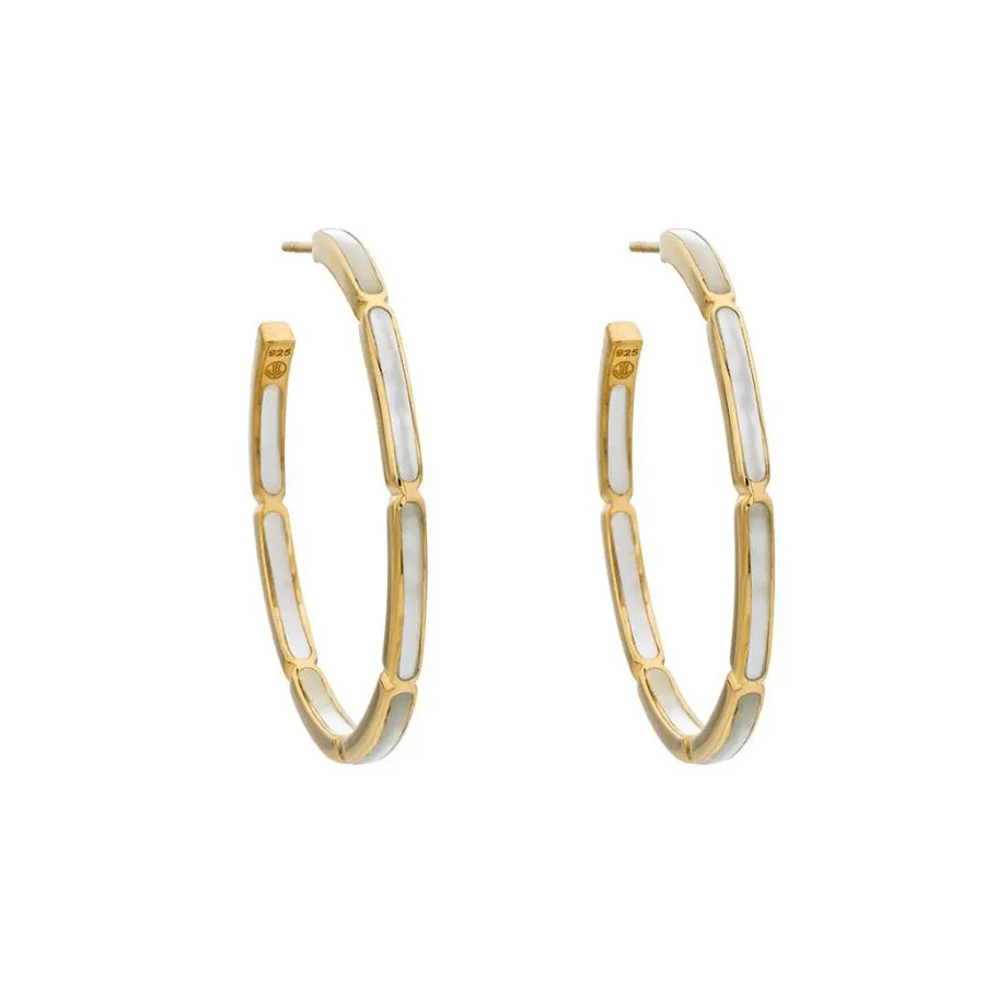 Dash Gemstone Dual Inlay Gold Vermeil Sterling Hoop Earrings