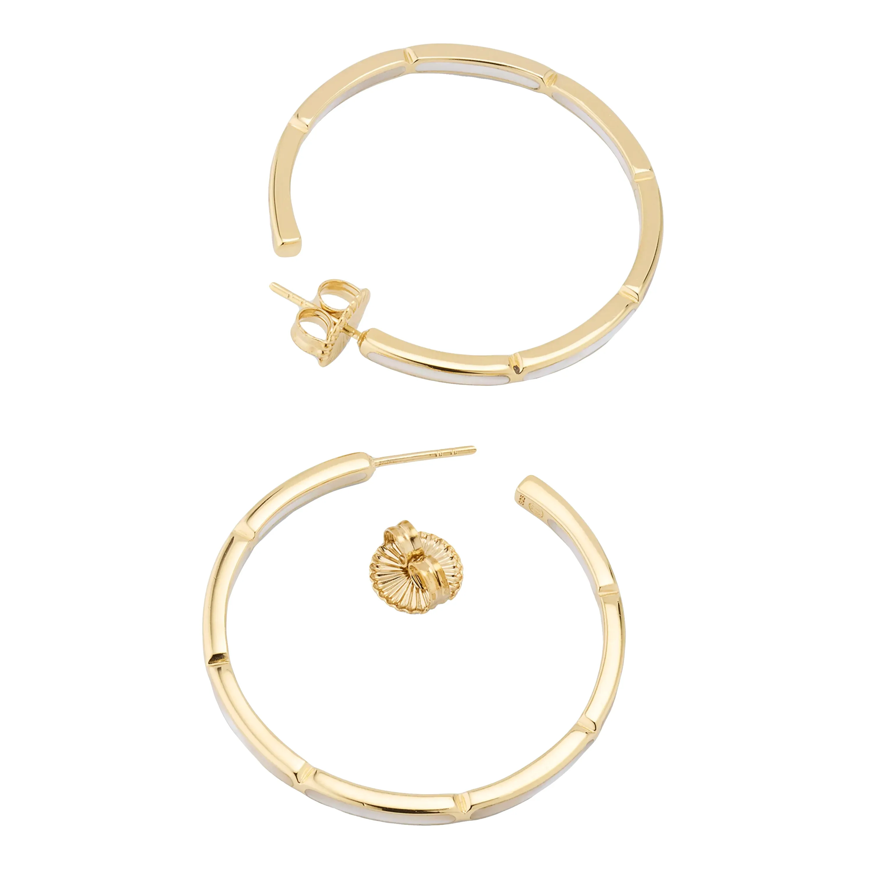 Dash Gemstone Dual Inlay Gold Vermeil Sterling Hoop Earrings