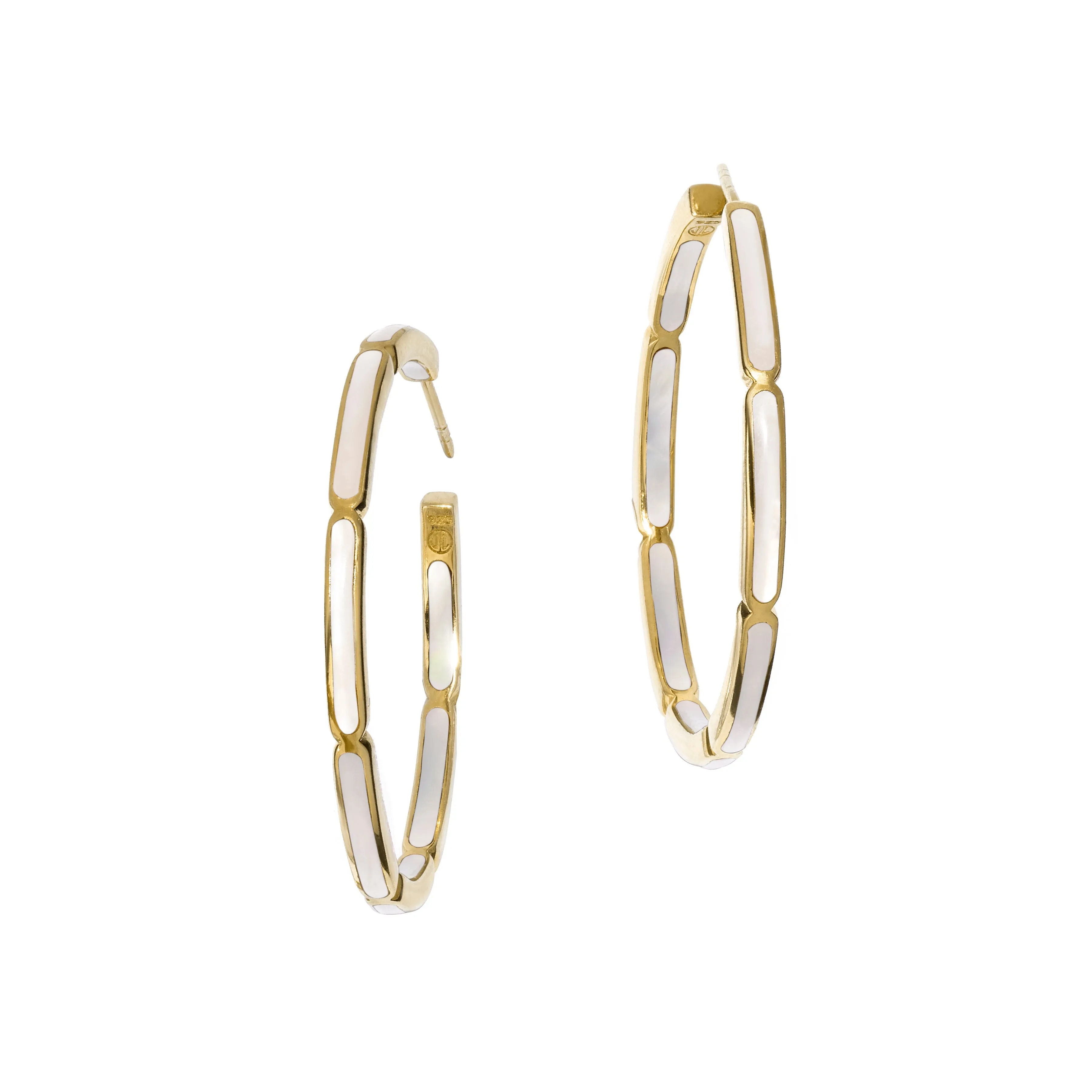 Dash Gemstone Dual Inlay Gold Vermeil Sterling Hoop Earrings