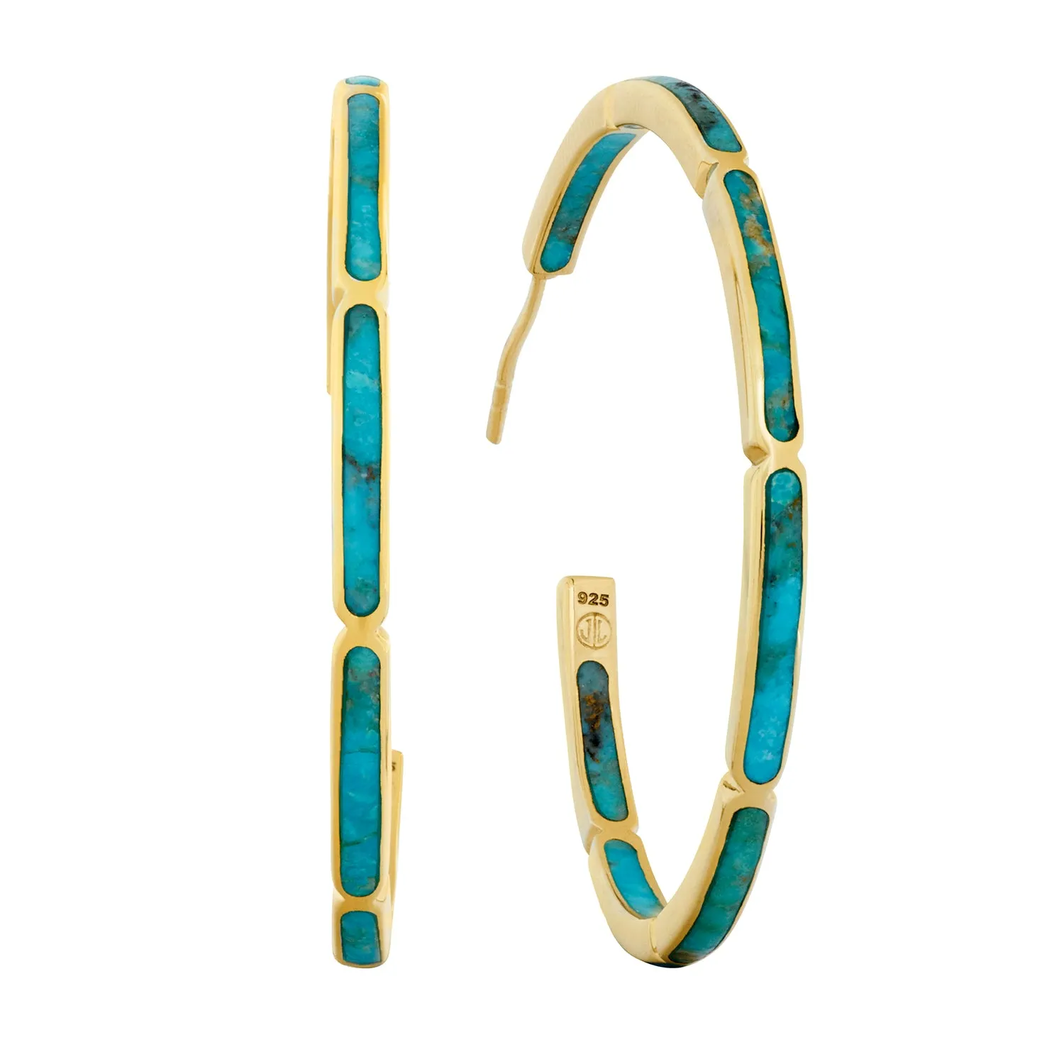 Dash Gemstone Dual Inlay Gold Vermeil Sterling Hoop Earrings