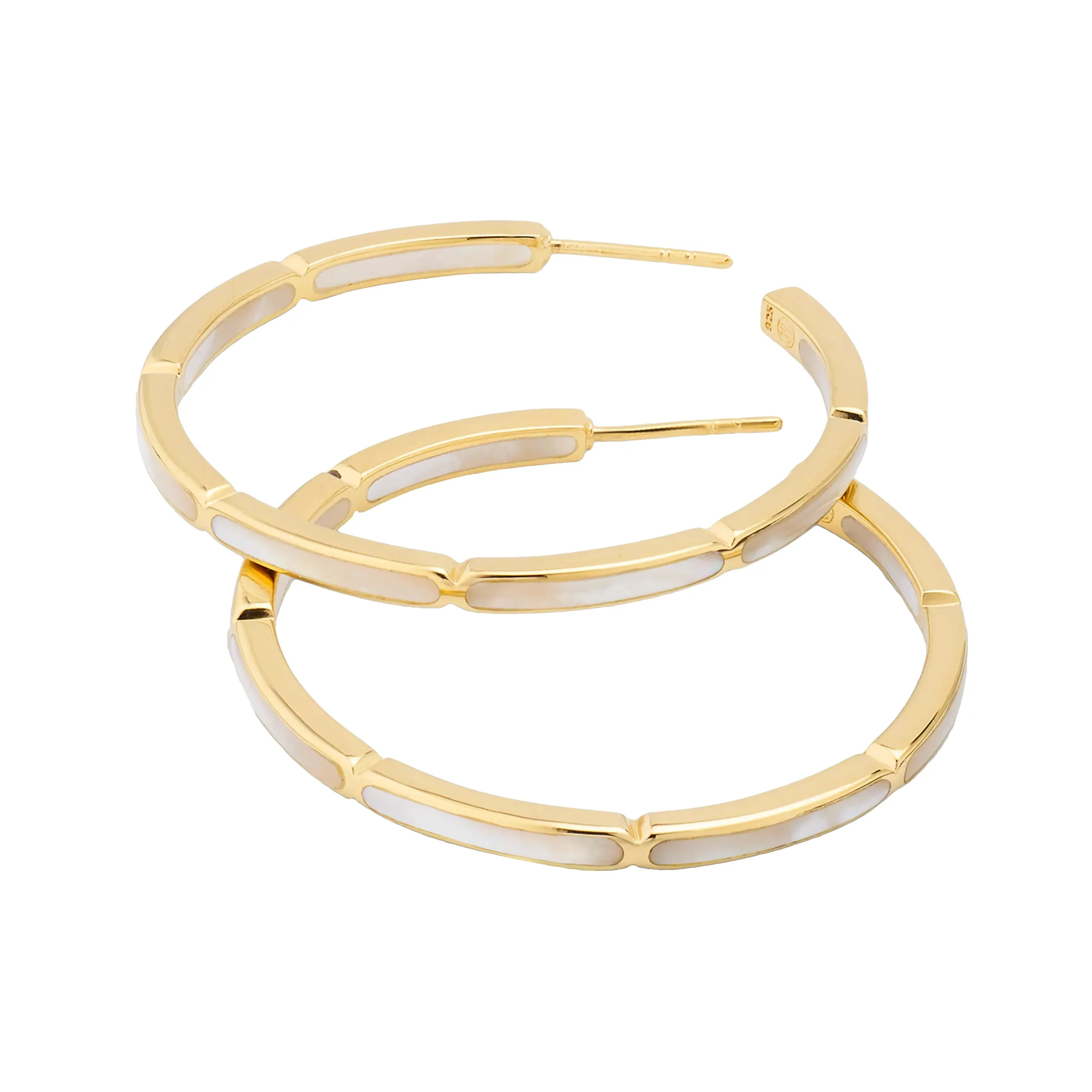 Dash Gemstone Dual Inlay Gold Vermeil Sterling Hoop Earrings