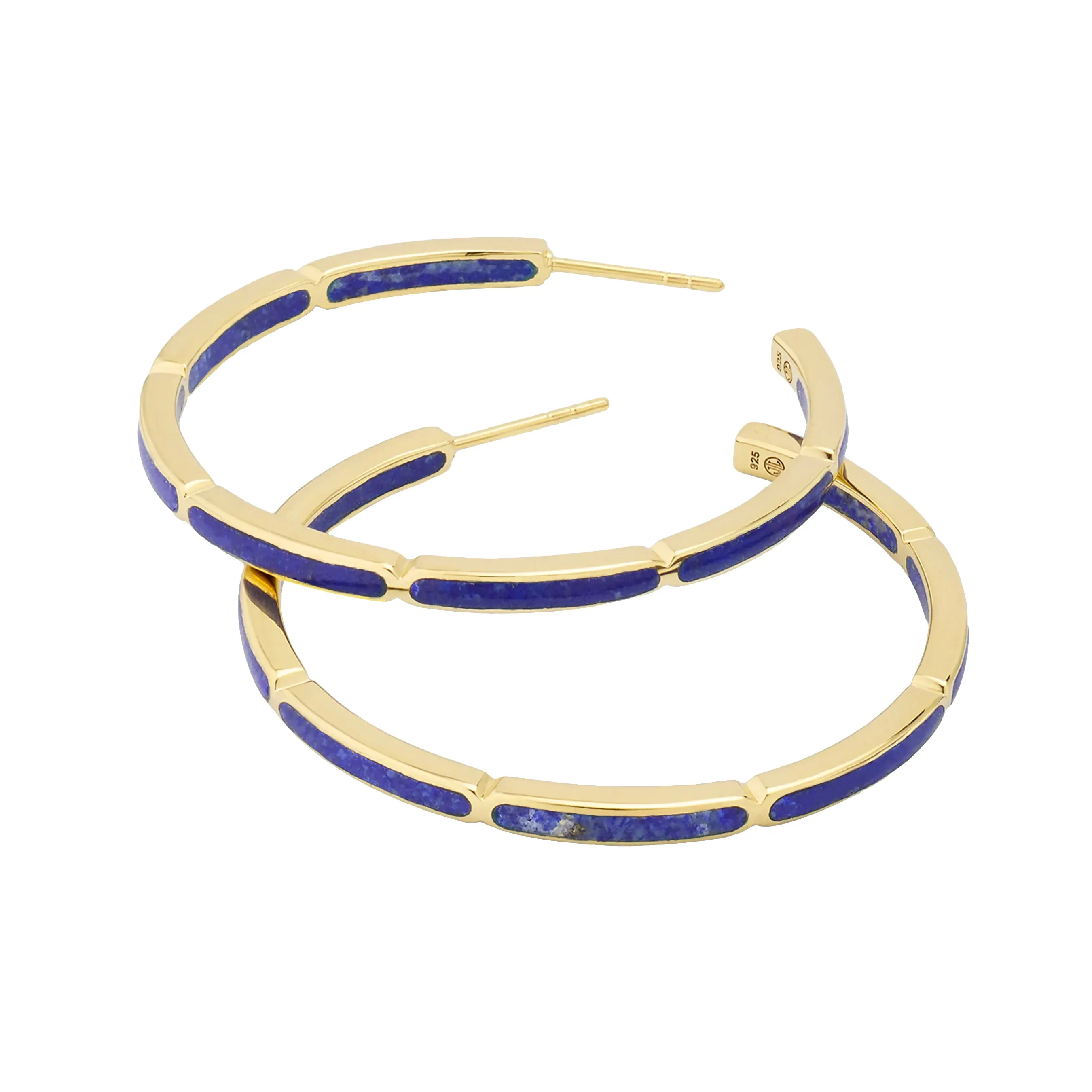 Dash Gemstone Dual Inlay Gold Vermeil Sterling Hoop Earrings
