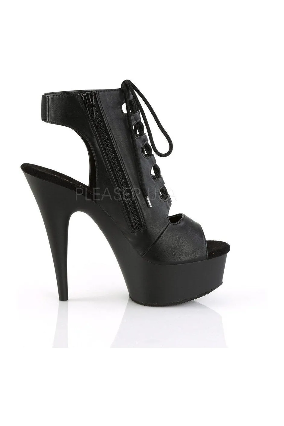 DELIGHT-600-20 Platform Boot | Black Faux Leather