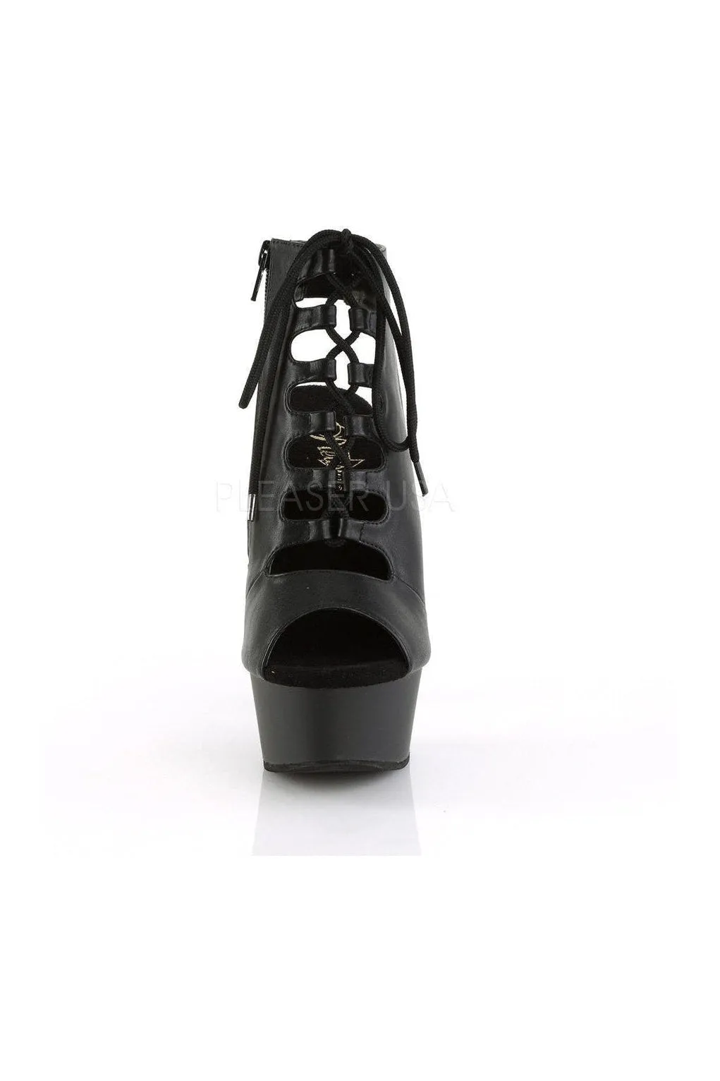 DELIGHT-600-20 Platform Boot | Black Faux Leather