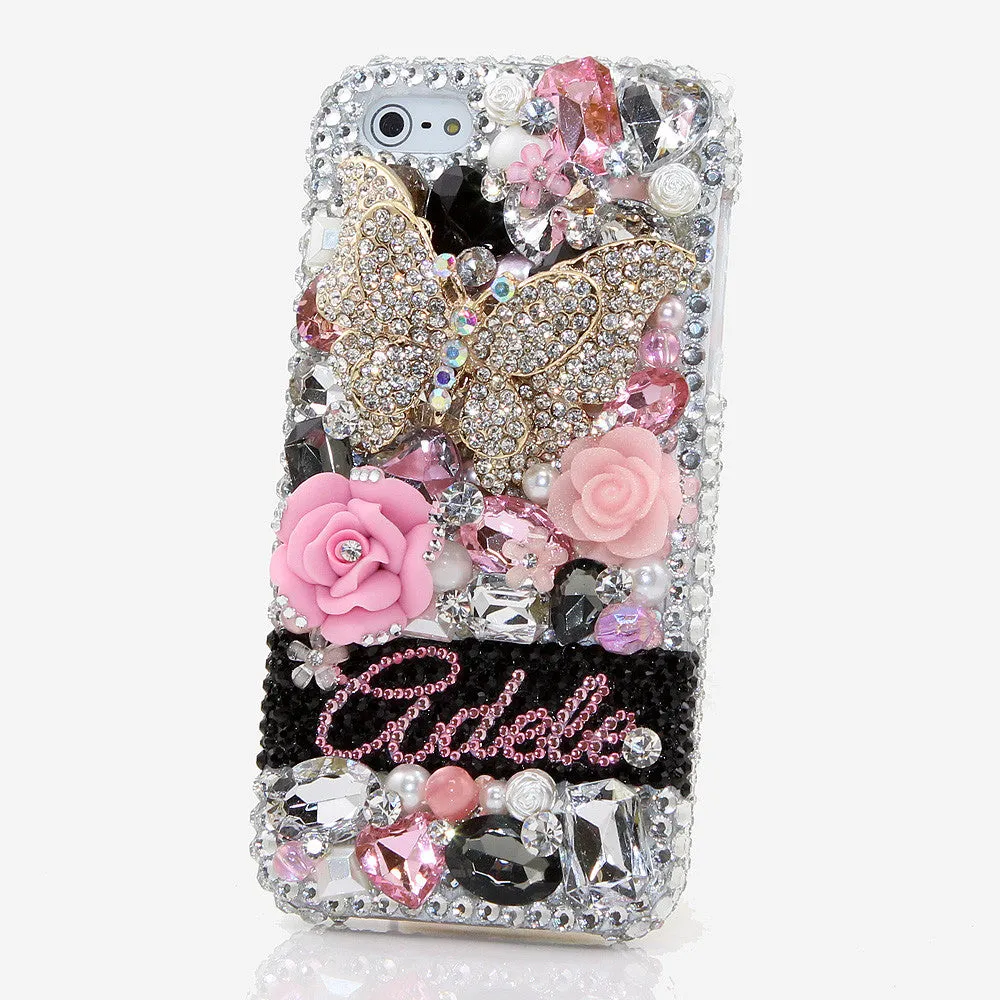 Diamond Butterfly Personalized Name & Initials Design (style PN_1066)
