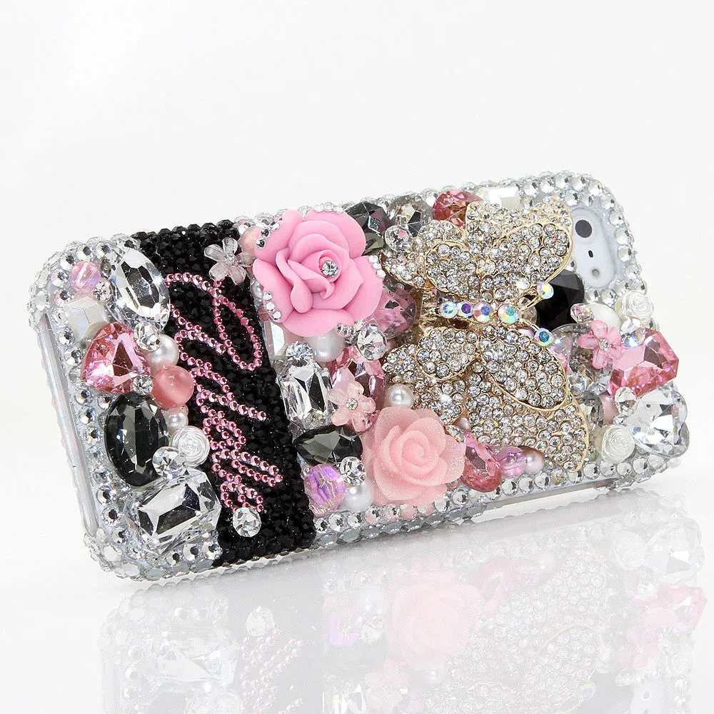 Diamond Butterfly Personalized Name & Initials Design (style PN_1066)