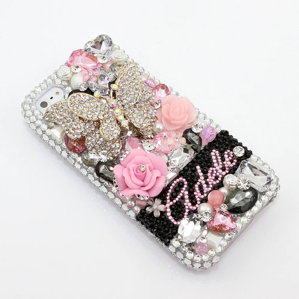 Diamond Butterfly Personalized Name & Initials Design (style PN_1066)