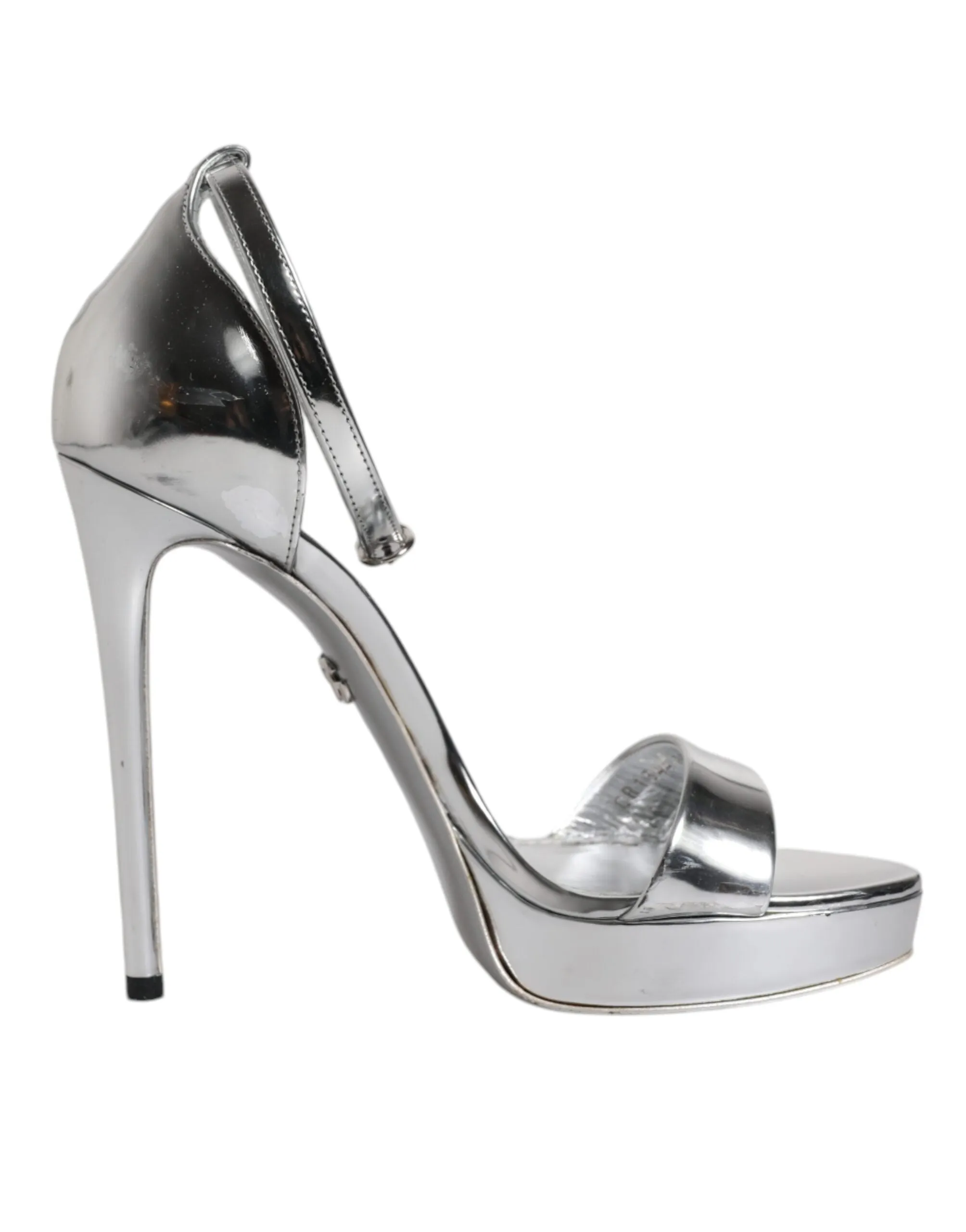 Dolce&Gabbana Women Silver Sandals Polyurethane Strappy High Heel Shoes Sz EU 37