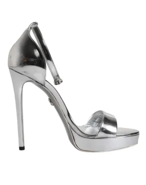 Dolce&Gabbana Women Silver Sandals Polyurethane Strappy High Heel Shoes Sz EU 37