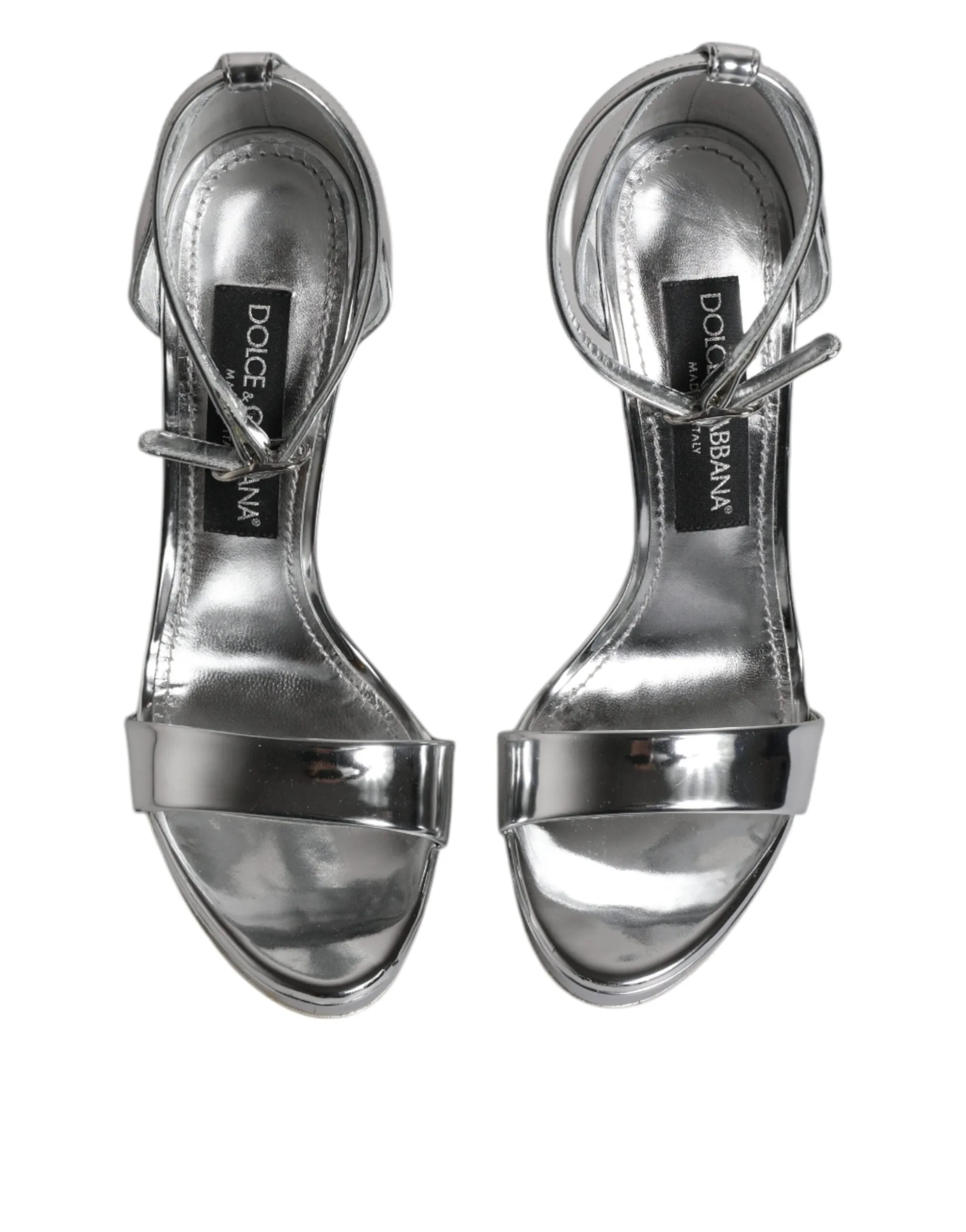 Dolce&Gabbana Women Silver Sandals Polyurethane Strappy High Heel Shoes Sz EU 37