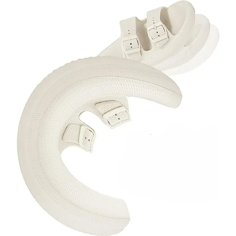 Double Buckle Patterned Plain Sandals