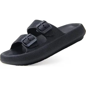 Double Buckle Patterned Plain Sandals
