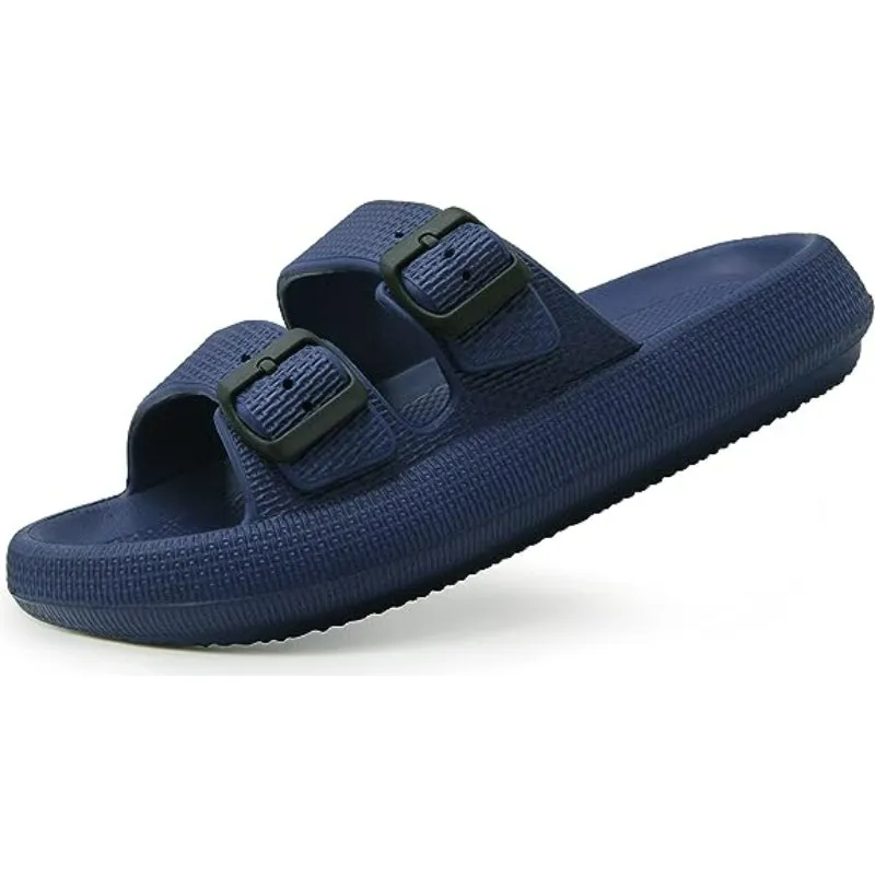 Double Buckle Patterned Plain Sandals