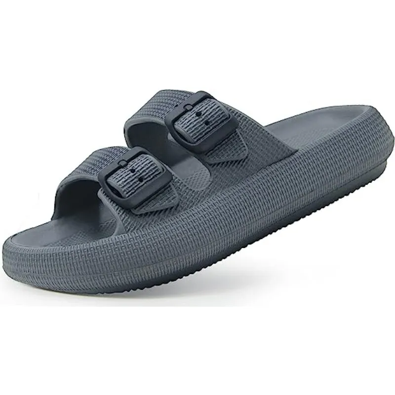 Double Buckle Patterned Plain Sandals