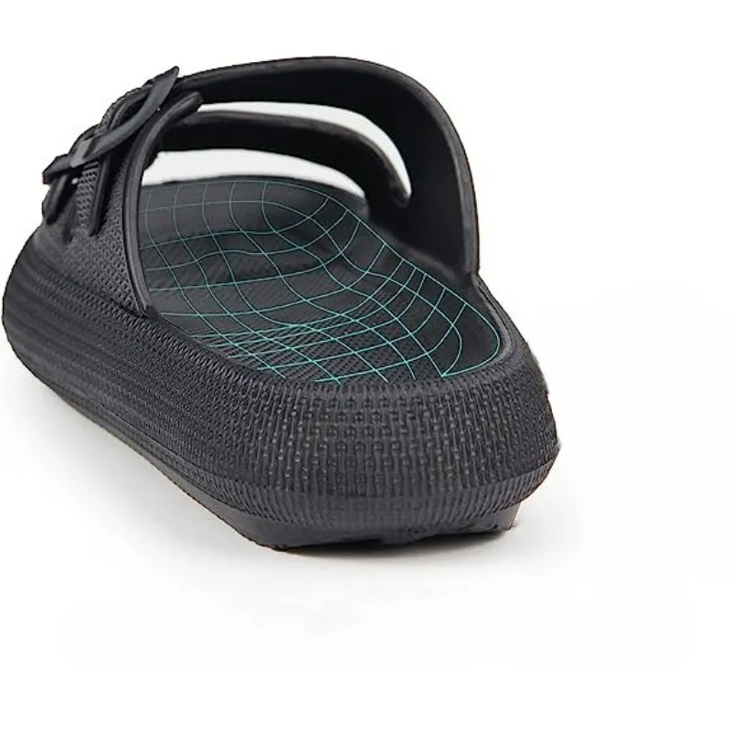 Double Buckle Patterned Plain Sandals