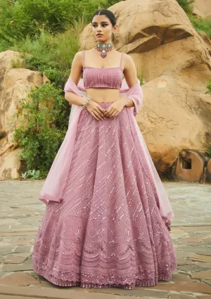 Dusty pink embroidered lehenga set