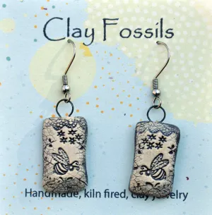 Earrings, Bee garden, earthenware, USA handmade