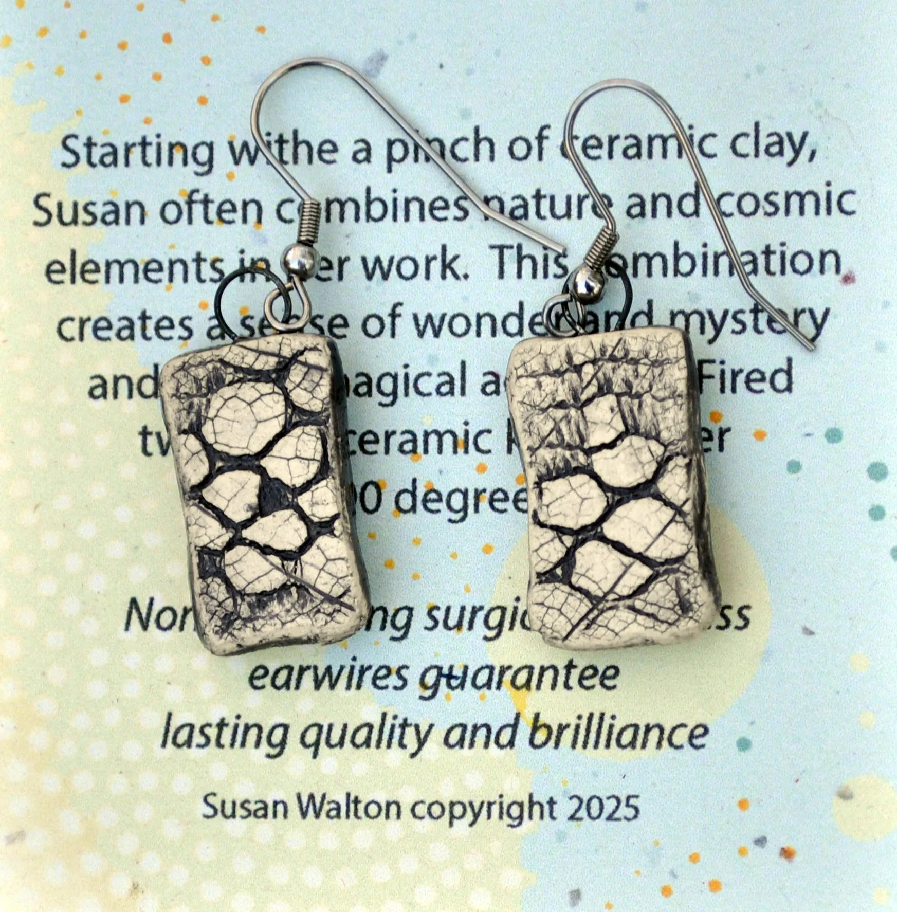 Earrings, Butterfly garden, earthenware, USA handmade 