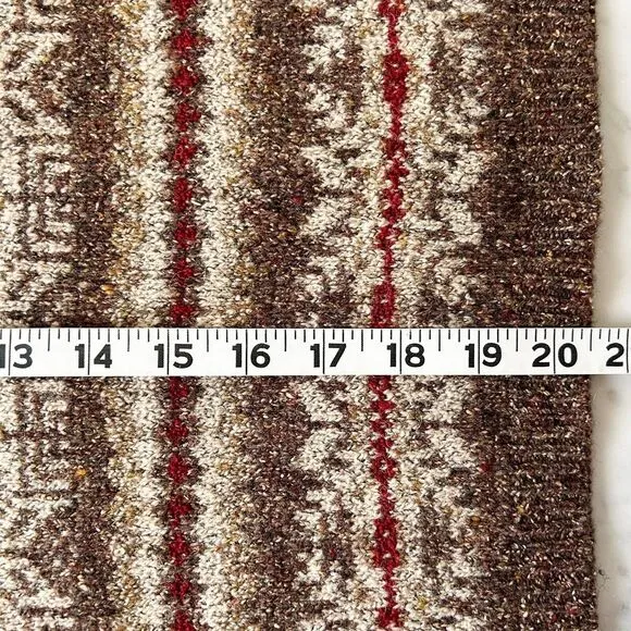 Eddie Bauer Snowflake Wool Silk Pullover Henley Sweater Brown Red-Women's Large