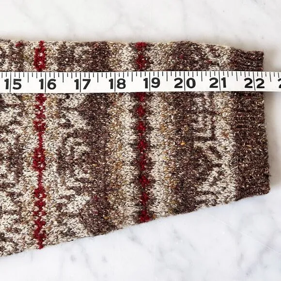 Eddie Bauer Snowflake Wool Silk Pullover Henley Sweater Brown Red-Women's Large