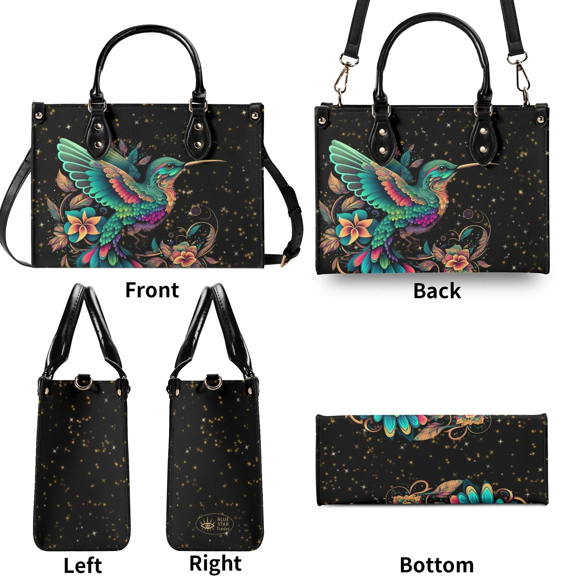Enchanting Hummingbird Luxury Womens PU Leather Handbag