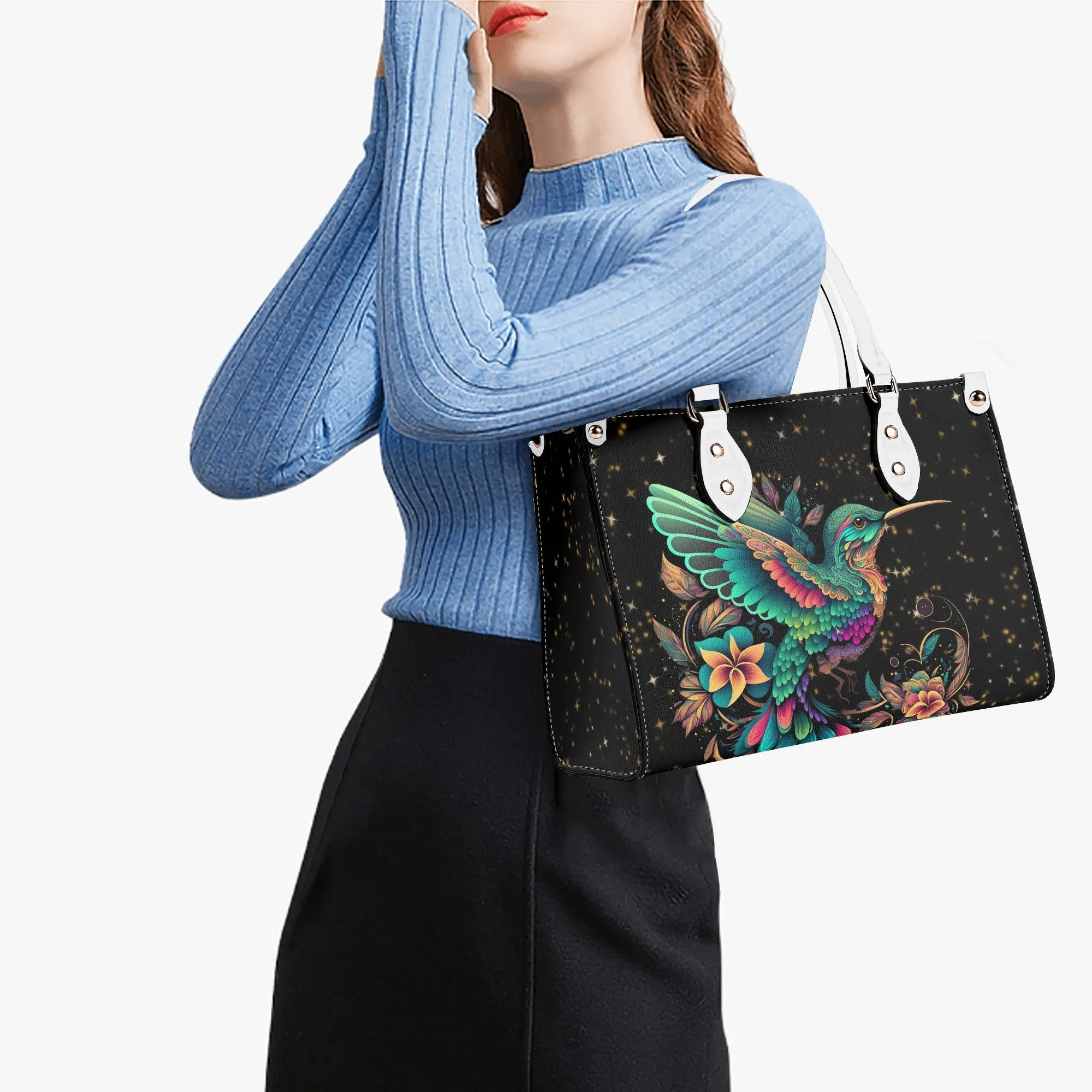 Enchanting Hummingbird Luxury Womens PU Leather Handbag