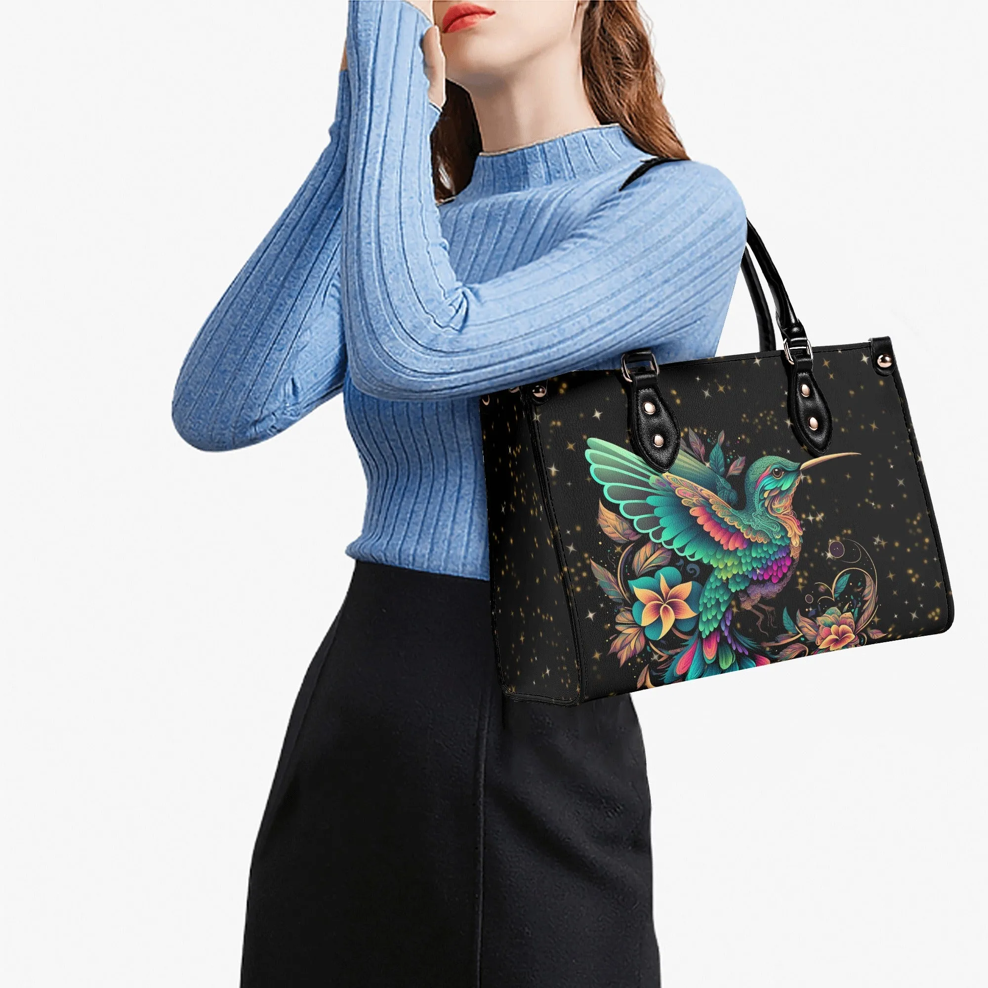Enchanting Hummingbird Luxury Womens PU Leather Handbag