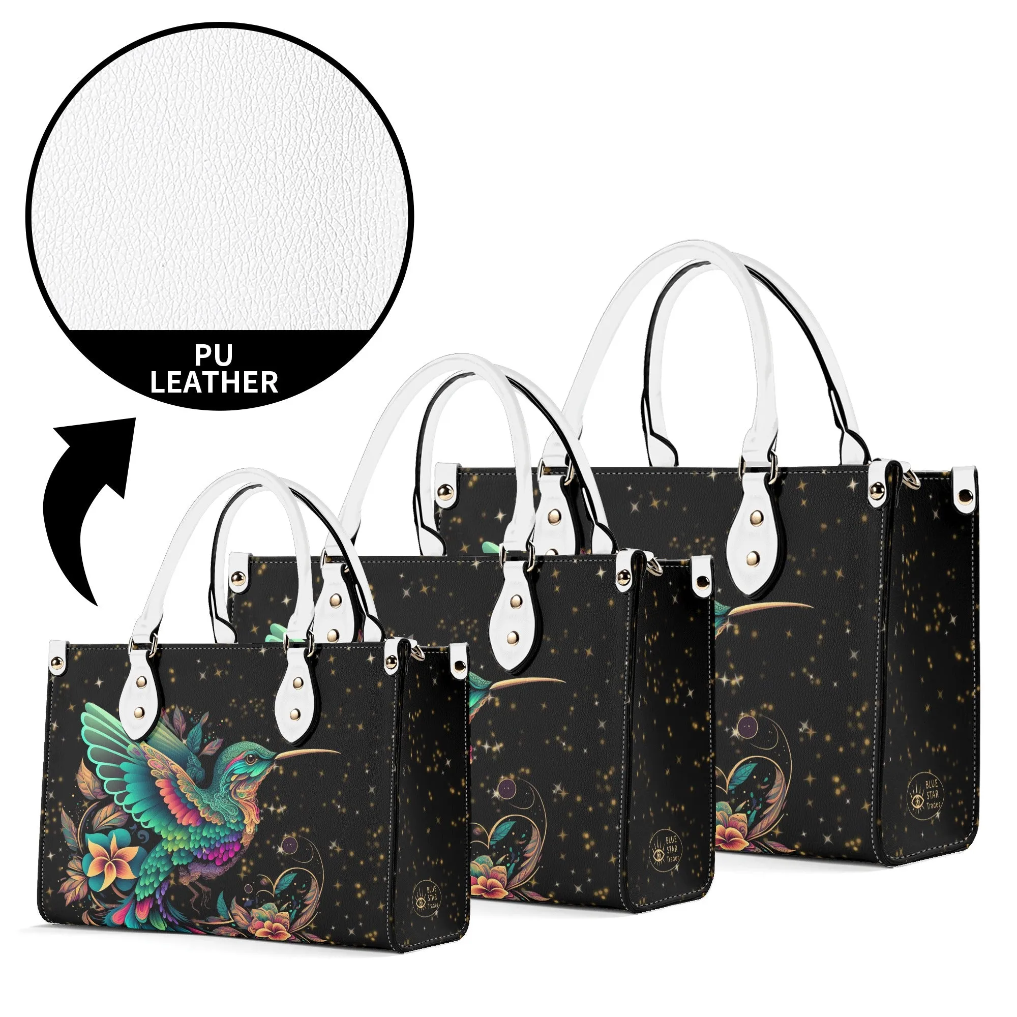 Enchanting Hummingbird Luxury Womens PU Leather Handbag