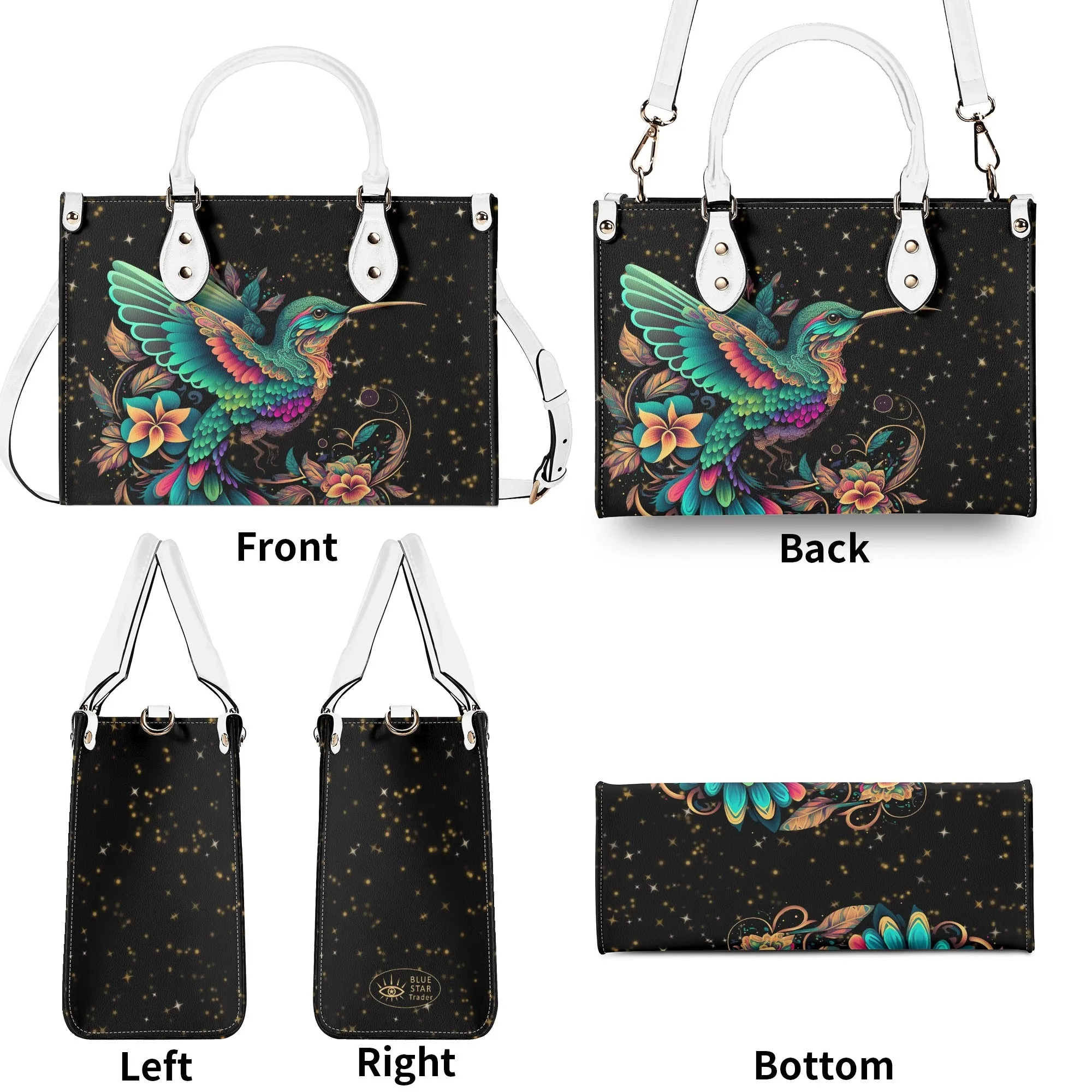 Enchanting Hummingbird Luxury Womens PU Leather Handbag