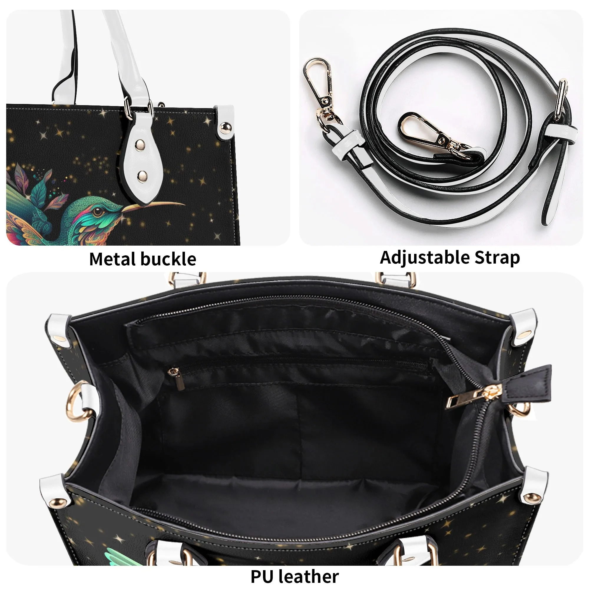 Enchanting Hummingbird Luxury Womens PU Leather Handbag