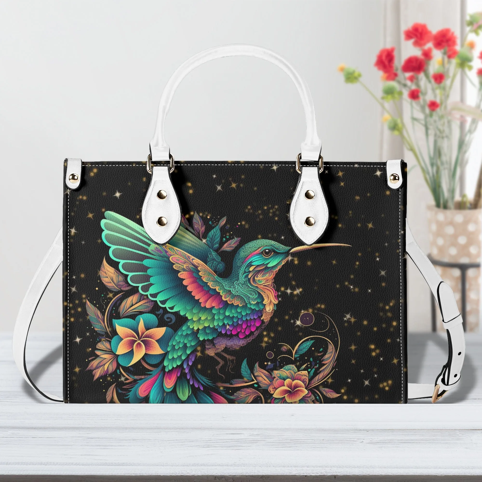 Enchanting Hummingbird Luxury Womens PU Leather Handbag