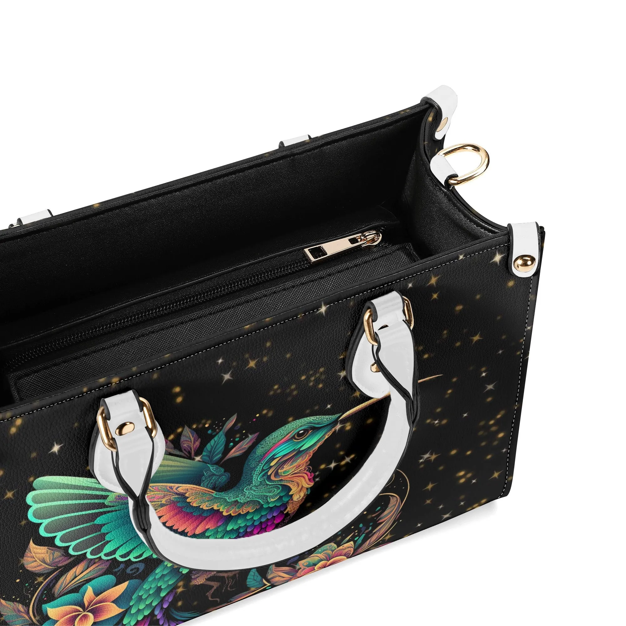 Enchanting Hummingbird Luxury Womens PU Leather Handbag