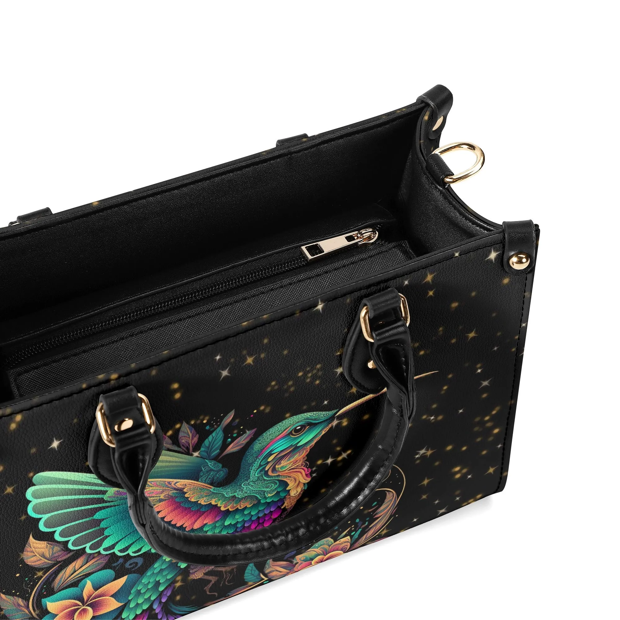 Enchanting Hummingbird Luxury Womens PU Leather Handbag