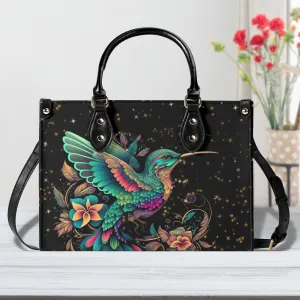 Enchanting Hummingbird Luxury Womens PU Leather Handbag