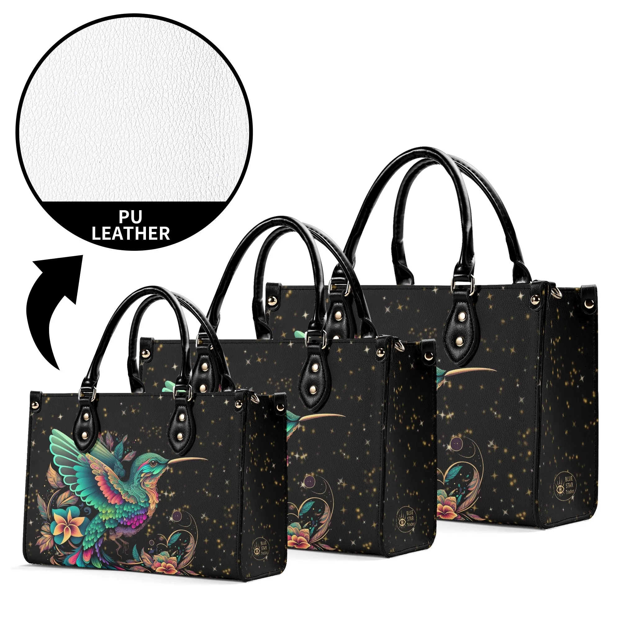 Enchanting Hummingbird Luxury Womens PU Leather Handbag