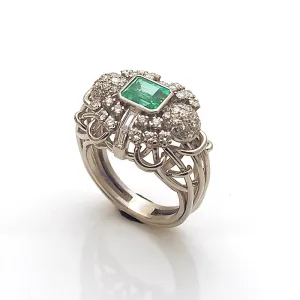 Estate Emerald and Diamond Women's Ring