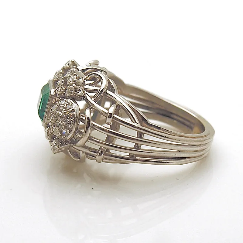 Estate Emerald and Diamond Women's Ring