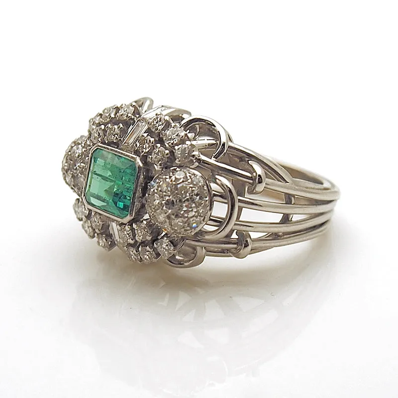 Estate Emerald and Diamond Women's Ring
