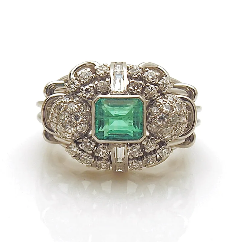 Estate Emerald and Diamond Women's Ring