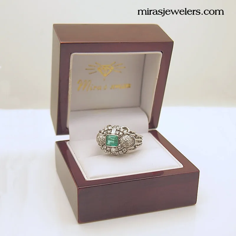 Estate Emerald and Diamond Women's Ring