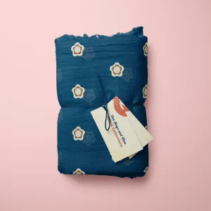 Fabric Organic Gauze - Bold Rosette Dark Blue