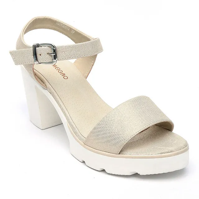 Fashion Ankle Strap High Square Heel Summer Sandals Shoes