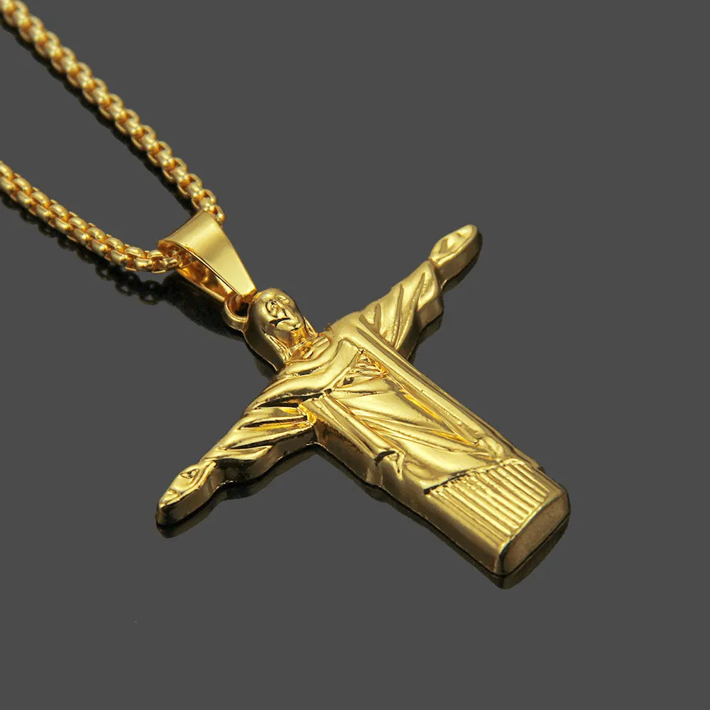 Fashion Hip Hop Necklace Pendant Virgin Mary Goddess Punk Jewelry Gold Plated 30"